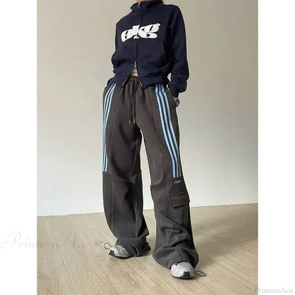 Retro Lazy Stripes Wide Leg Pants