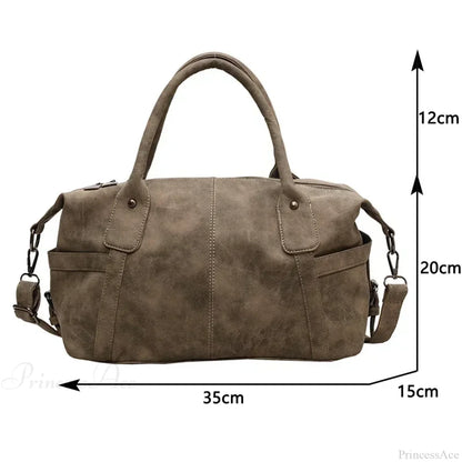 Retro PU Leather Shoulder Tote High Capacity Crossbody Handbag