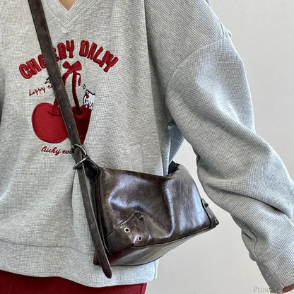 Retro PU Leather Y2K Shoulder Bag