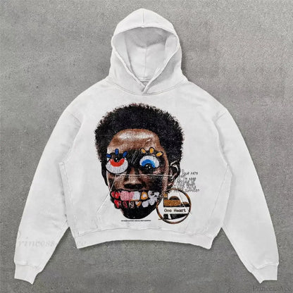 Retro Punk Printed Hoodie
