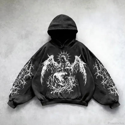 Retro Punk Printed Hoodie