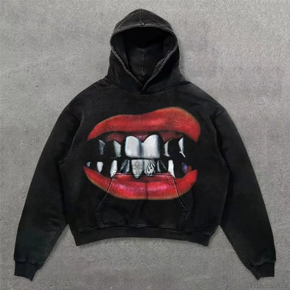 Retro Punk Printed Hoodie
