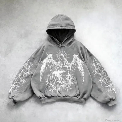 Retro Punk Printed Hoodie