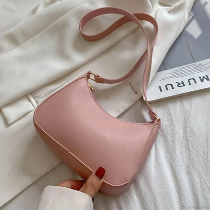 Retro Solid Color PU Leather Underarm Bag
