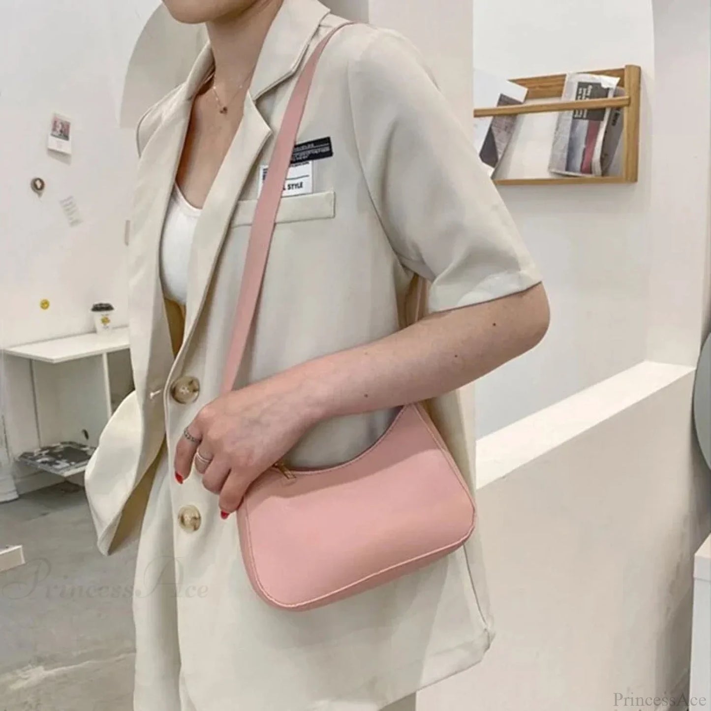 Retro Solid Color PU Leather Underarm Bag