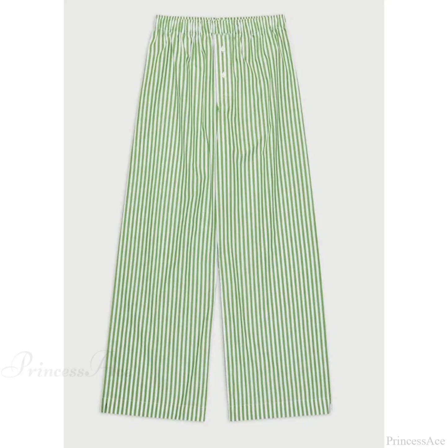Retro Striped Button High Waist Straight Pant
