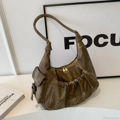 Retro Winter Leather Underarm Shoulder Bag