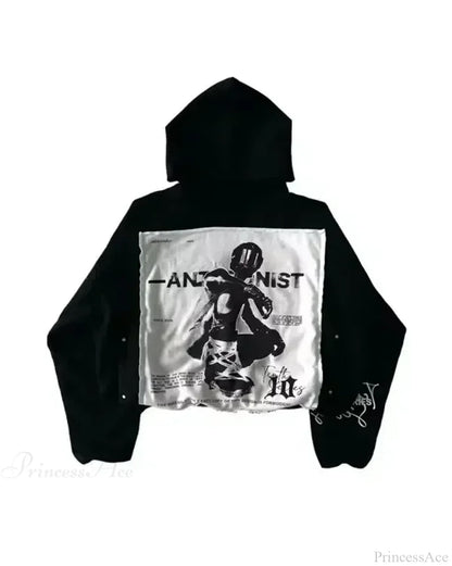 Rhinestone Black Pullover Hoodie