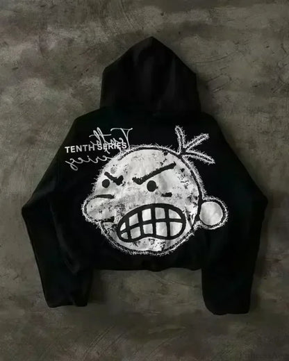Rhinestone Black Pullover Hoodie