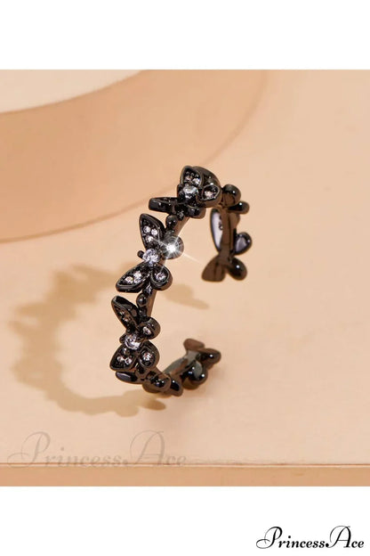 Rhinestone Butterfly Decor Cuff Ring