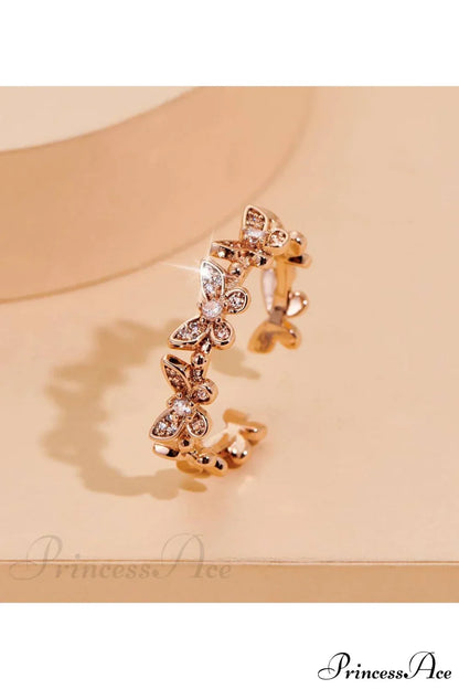 Rhinestone Butterfly Decor Cuff Ring
