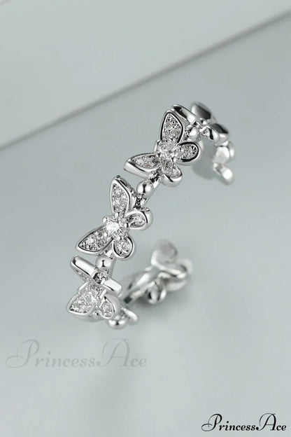 Rhinestone Butterfly Decor Cuff Ring