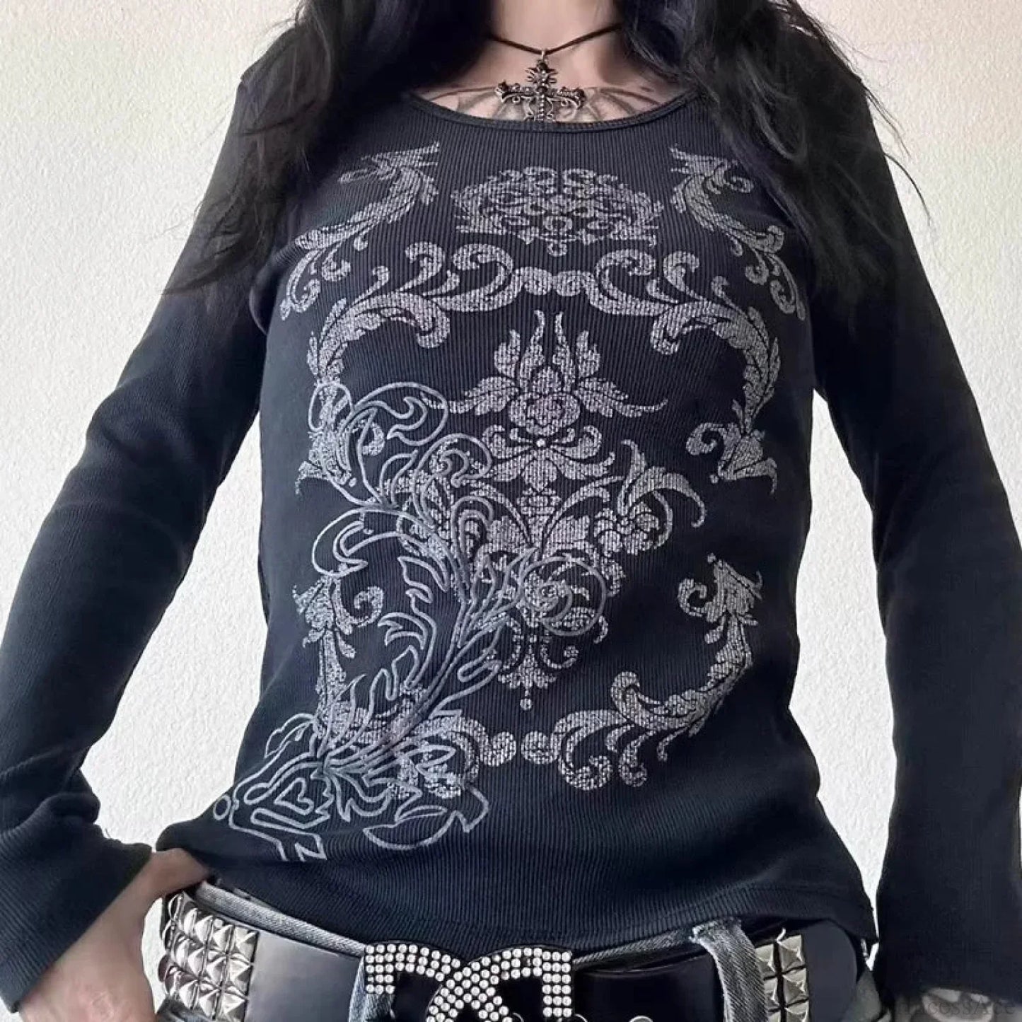Rhinestone Graphic Knit Top
