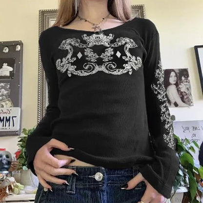 Rhinestone Graphic Knit Top