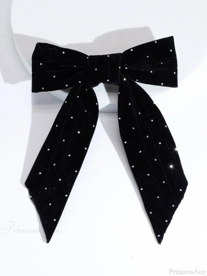 Rhinestone Velvet Black Top Clip Hair Accessory