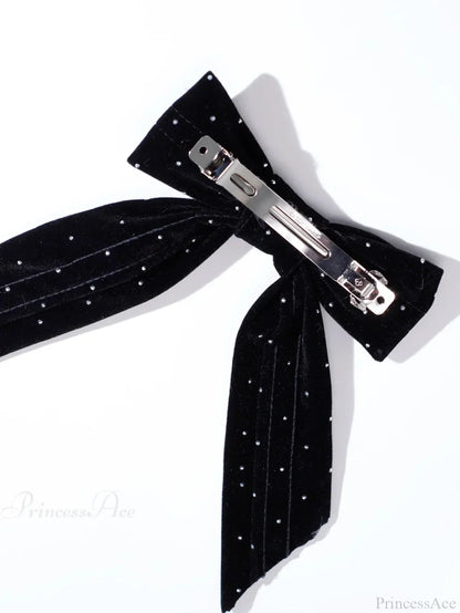 Rhinestone Velvet Black Top Clip Hair Accessory
