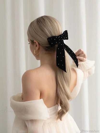 Rhinestone Velvet Black Top Clip Hair Accessory