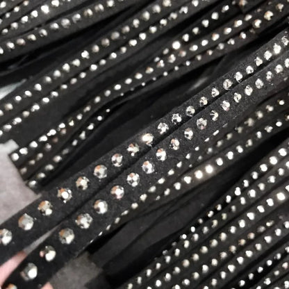 Rhinestones Tassel  High Waist Belt Skirt