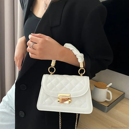 Rhomboid Chain PU Leather Messenger Handbag