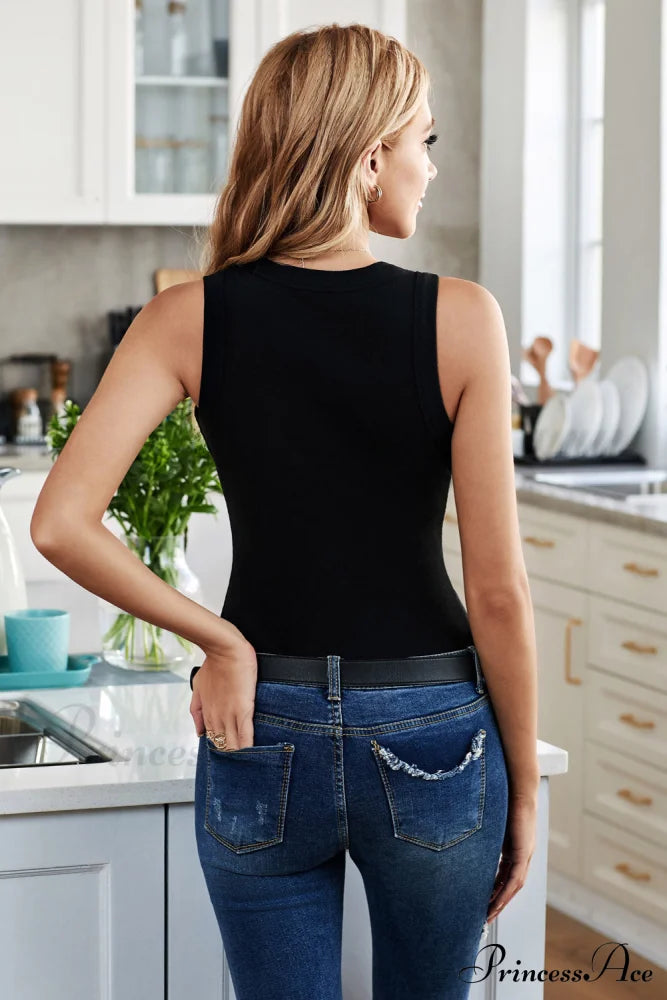 Ribbed Black Tank Top