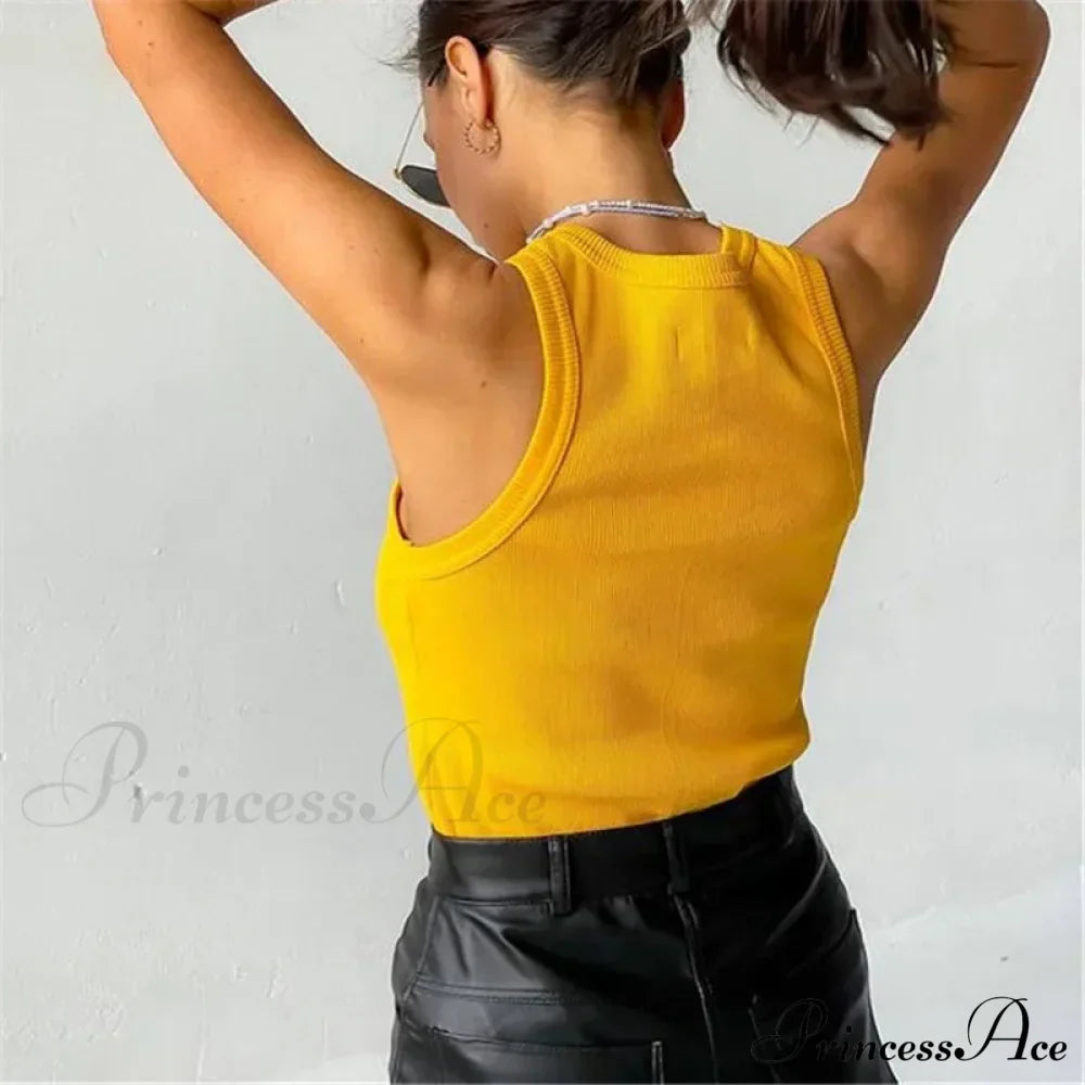 Ribbed Knitteds Neck Summer Shirts White Black Casual Sport Vest Off Shoulder Green Women's Tank top
