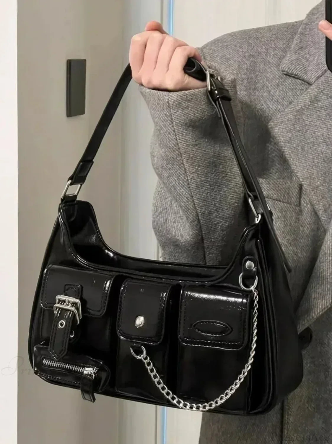 Richme Punk Chain Crossbody Shoulder Bag
