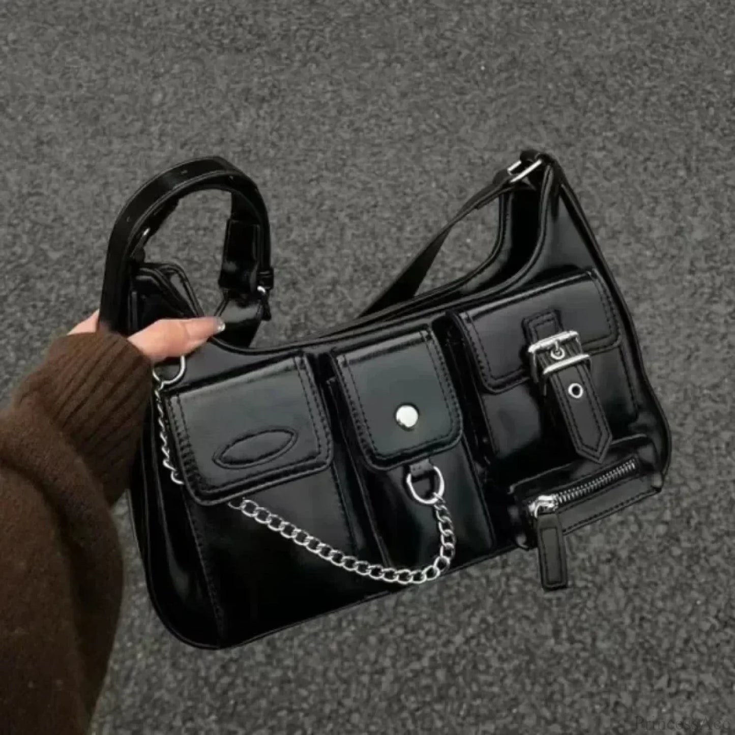 Richme Punk Chain Crossbody Shoulder Bag