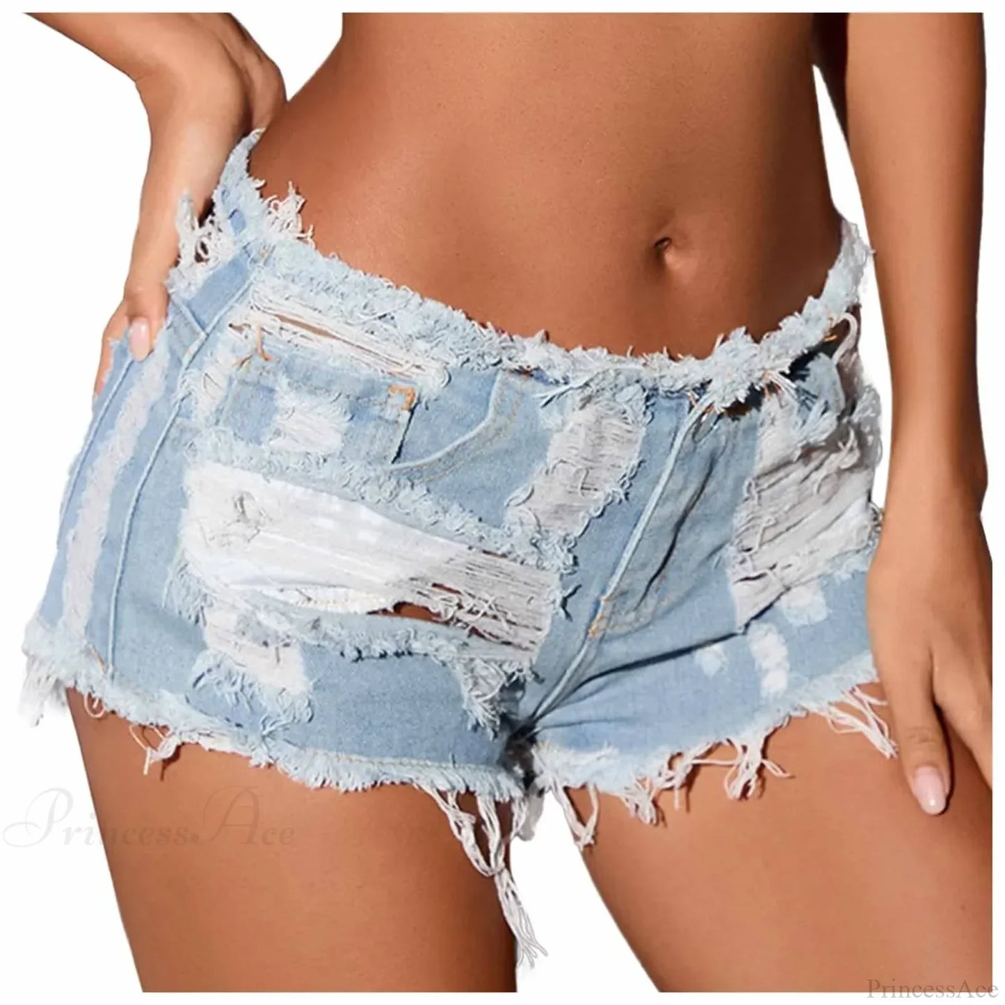 Ripped Hole Hem Denim Hotpants Short