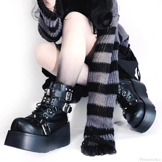 Rivet Chain Rebel Gothic Urban Fashion Combat Boot