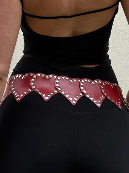 Rivet Gothic Loving-Shape PU Leather Belt
