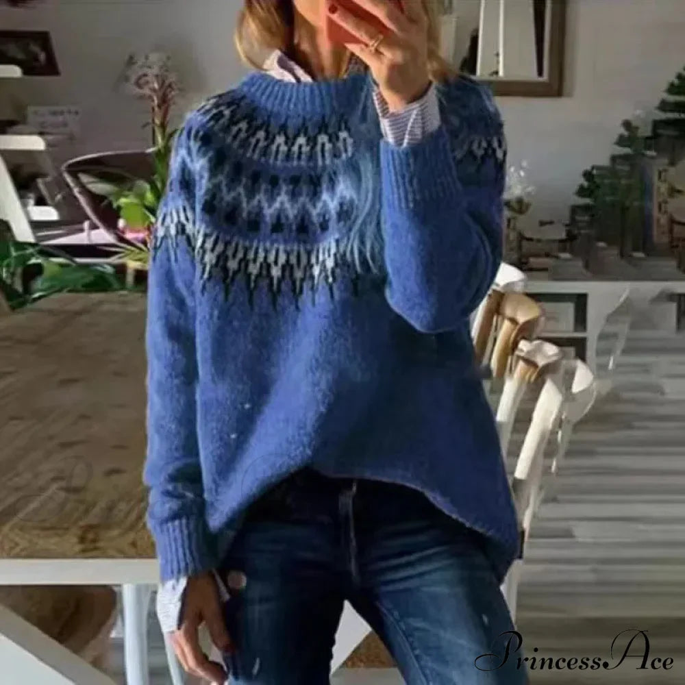 Round Neck Casual Cozy Comfortable Loose Long Sleeve Stylish Autumnal Sweater