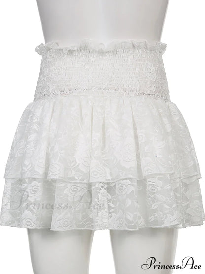 Ruched Cascading Ruffle Mini Skirt