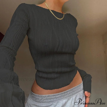 Ruched Long Sleeve T Shirts