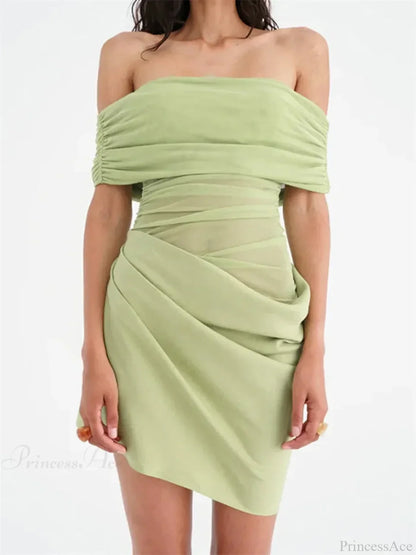 Ruched Mesh Party Mini Dress