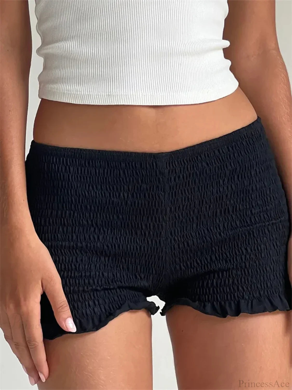 Ruched Ruffled Elastic Waist Short