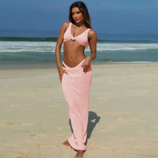 Conjunto de bikini con volantes y push up, bañador de tres piezas