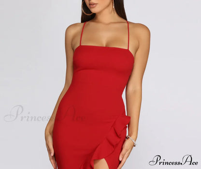 Ruffled In Stylish Love Sleeveless Dress
