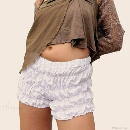 Ruffled Ruched Solid Bloomer Short