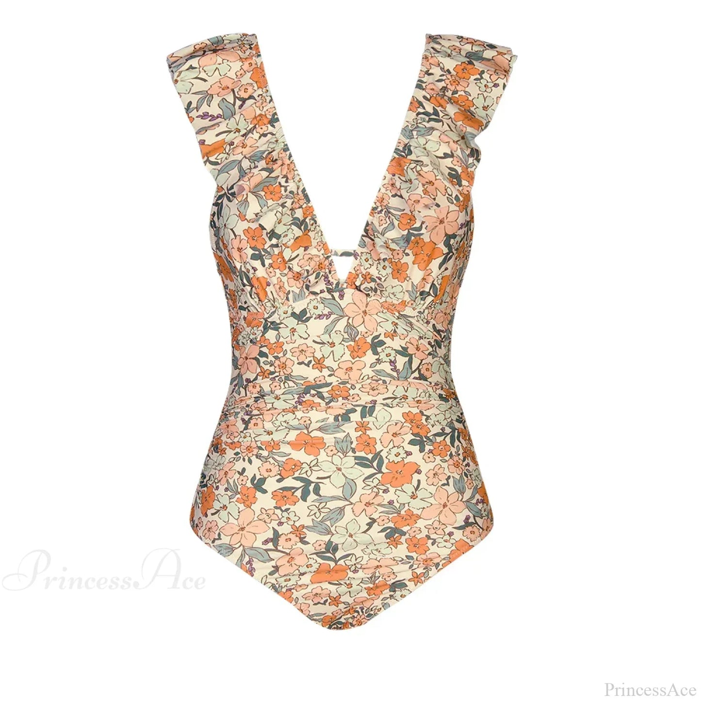 Conjunto de dos piezas floral con volantes y lazada en la espalda