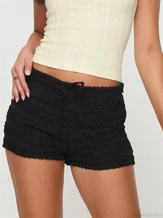 Ruffled Tie-Up Elastic Waist Short