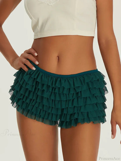Ruffled Tiered Back Bow Short