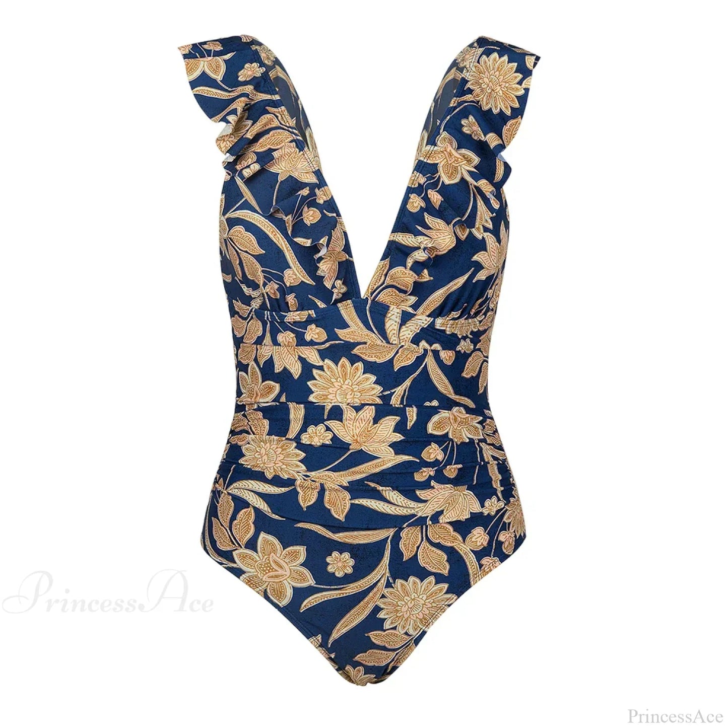 Ruffled V-neck Lace Up Monokini One Piece Set