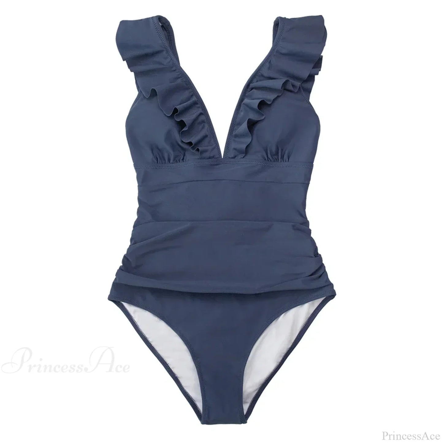 Ruffled V-neck Lace Up Monokini One Piece Set