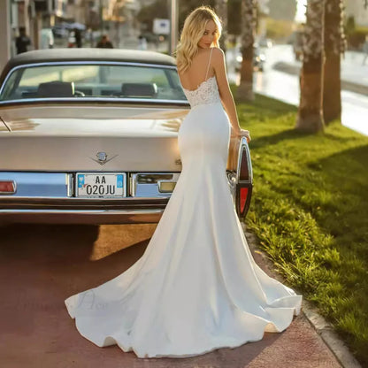 Satin Strapless Mermaid Wedding Dress