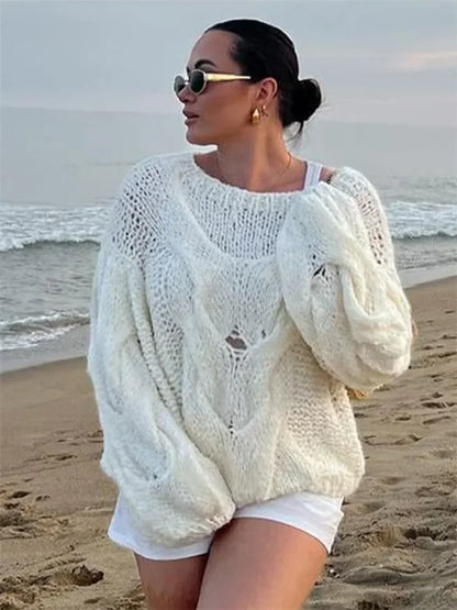 See-through Casual Loose Y2K Knitted Sweater