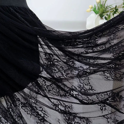 See Through Lace Maxi Party Skirt