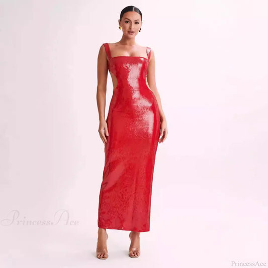 Sequin Backless Slim Fit Slit Prom Dress