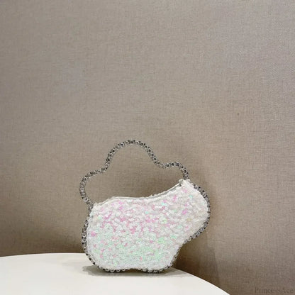 Sequin Diamond Cloud Shape Evening Wristlet