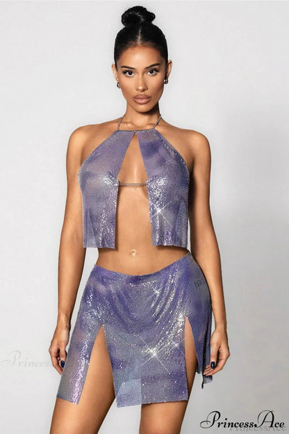Sequin Metallic Print Backless Mini Party Dress