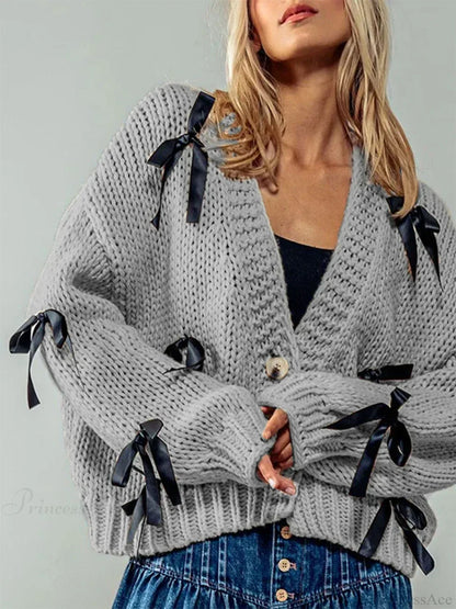 Sequined V-neck Knit Cardigan